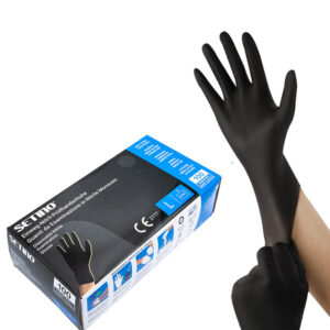 Manusi Nitril Negru 5g PREMIUM Examinare Medical Protectie Food, Nepudrat, Setino, 100 buc - L