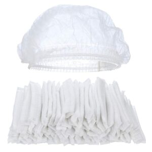 Bonete dublu elastic, capeline de unica folosinta, polipropilena, Set 100 buc - Alb