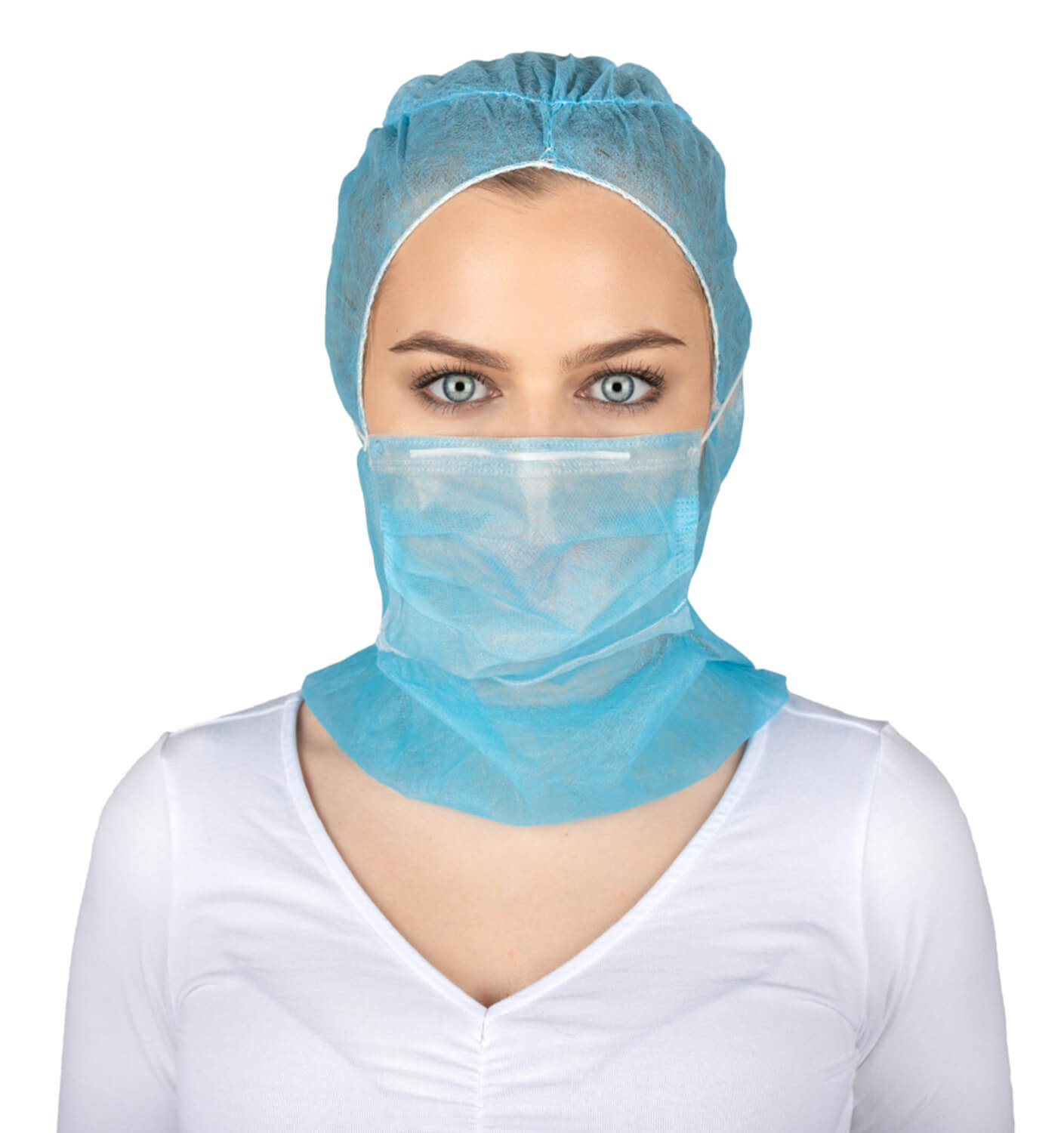 Cagule tip bonete cu masca, unica folosinta, astrocap, 100 bucati/set - Albastru