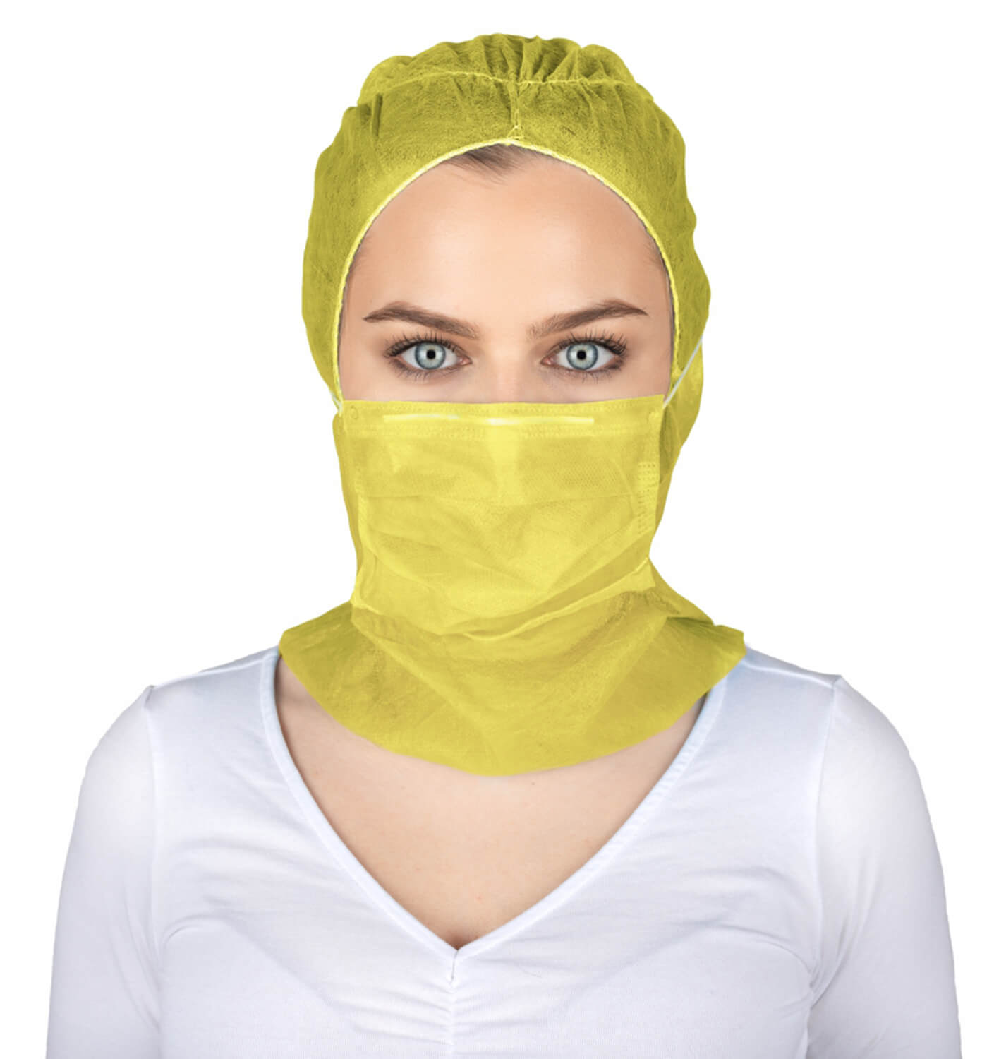 Cagule tip bonete cu masca, unica folosinta, astrocap, 100 bucati/set - Galben