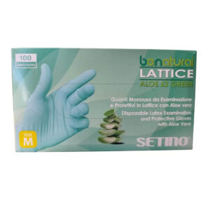 Manusi cu aloe vera, Setino, latex nepudrat verde, examinare, 100 bucati - XL
